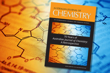 Australian Journal of Chemistry cover on abstract background with chemical equations