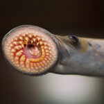 Close up of a sea lamprey