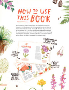 A page titled 'How to use this book' showing some pages from Plantastic! with arrows pointing out different features.