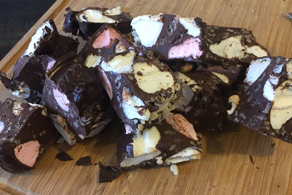 Big chopped chunks of delicious rocky road.