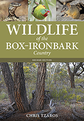 Wildlife of the Box-Ironbark Country, featuring photos of a Tree Goanna, a Swift Parrot, a Yellow-footed Antechinus, and a Box–Ironbark forest environment.