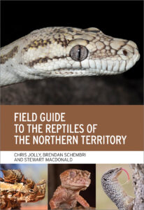 Cover of Field Guide to the Reptiles of the Northern Territory, featuring photos of an Oenpelli python, a thorny devil, a northern knob-tailed gecko and a spotted tree monitor.